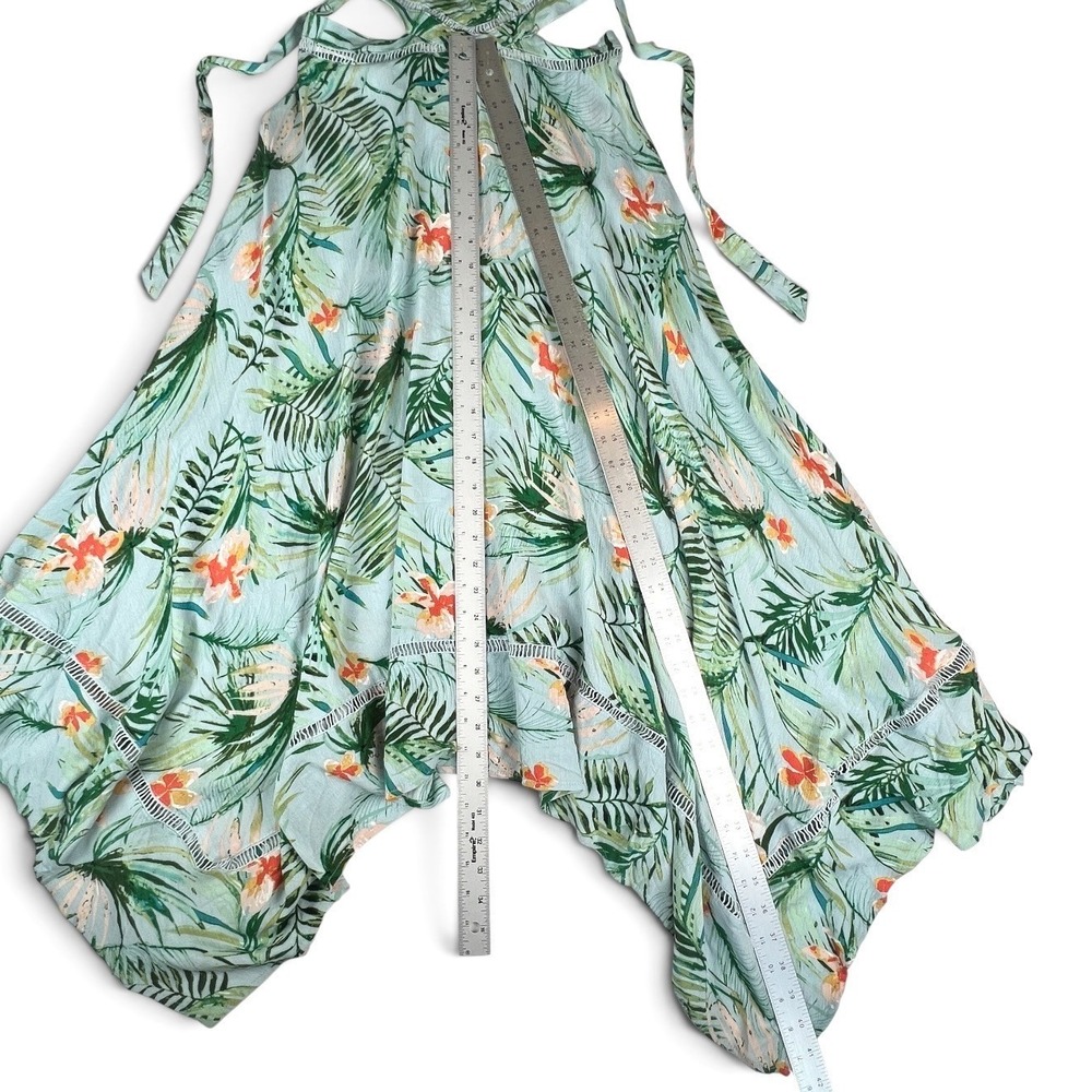 Lulus St Tropez Womens Sz Sm Tropical Floral Blue Halter Dress Asymmetrical $84 - Picture 13 of 16